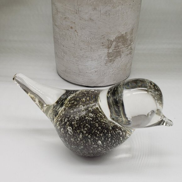 Small Black Gold Speckled Art Glass Bird Paperweight or Figurine - AS IS - Picture 1 of 8